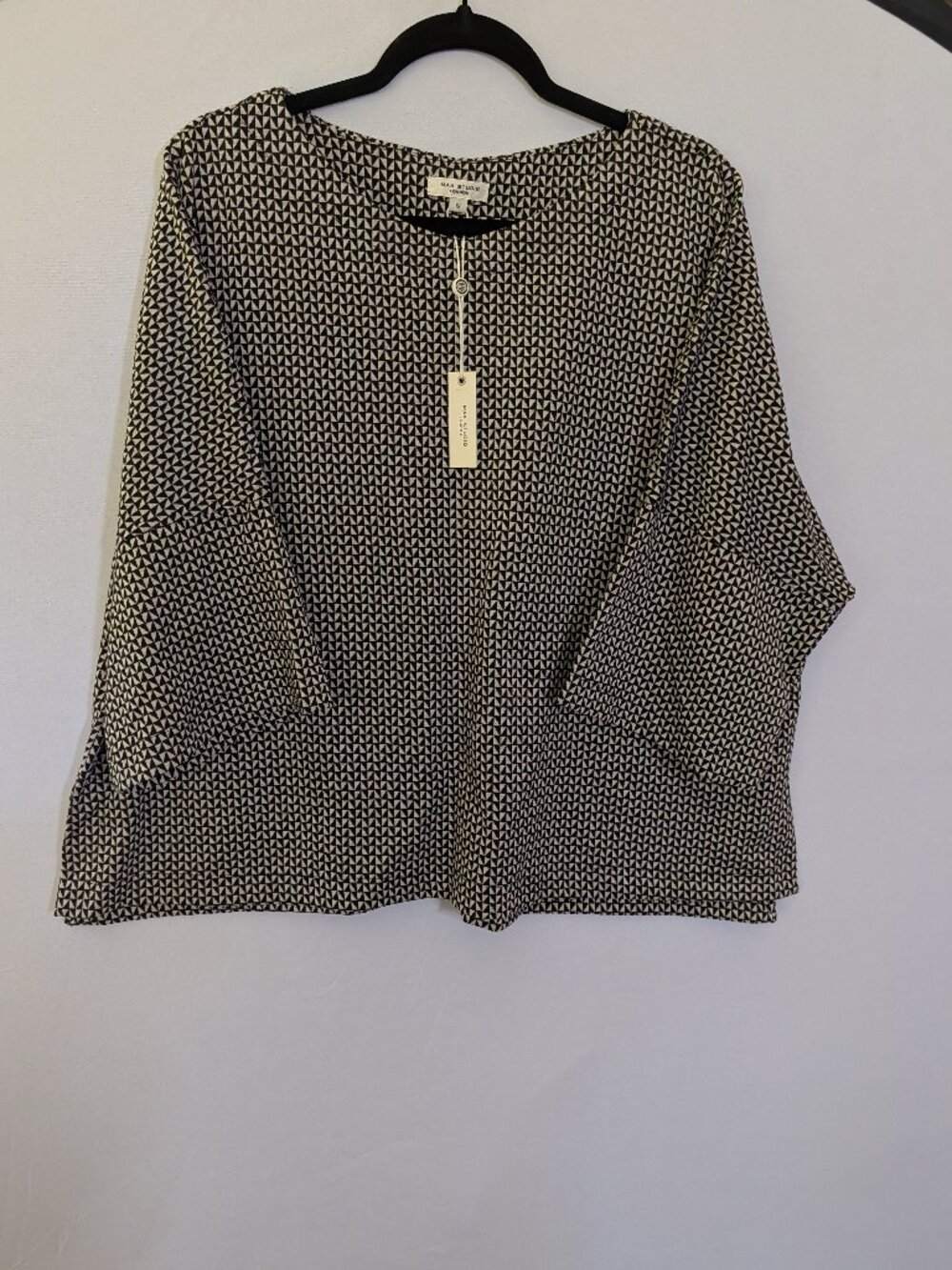 Max Studio London Black and White Geometric Blouse 1X